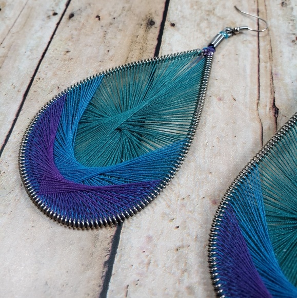 String Wrapped Statement Earrings - Picture 4 of 7